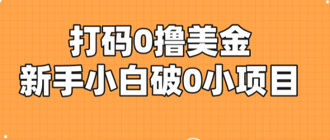 打码0撸美金，新手小白破0小项目